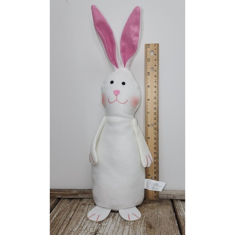 NOS Greenbrier International Easter White Felt Bunny Rabbit Decor Weighted Botto - Picture 4 of 5